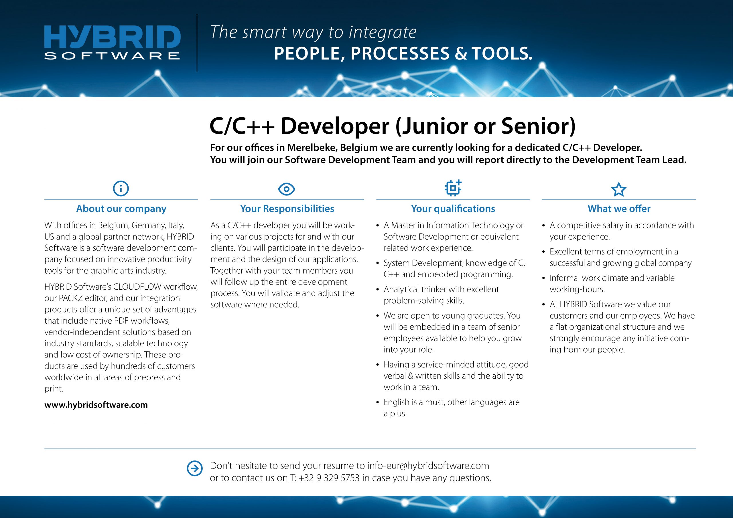 HYBRID Software Job C/C++ Developer (Junior or Senior)