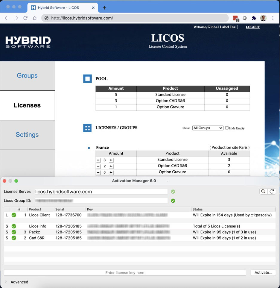 HYBRID Software LICOS License Control System