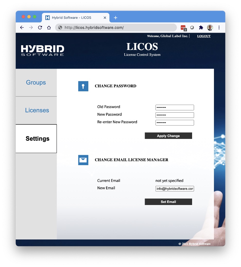 HYBRID Software LICOS License Control System